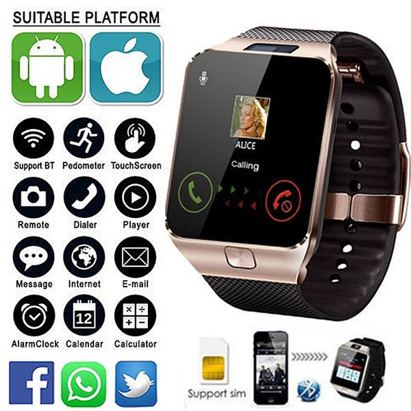 

2018 smartwatch intelligent digital sport pedometer dz09 smart watch for phone android wrist watch men women's satti, Slivery;brown
