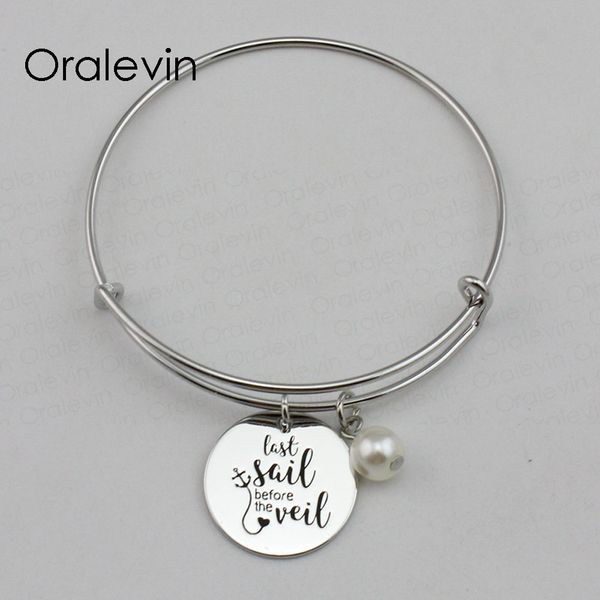 

last sail before the veil inspirational hand stamped engraved custom pendant expandable bracelet jewelry,10pcs/lot, #ln2251b, Black