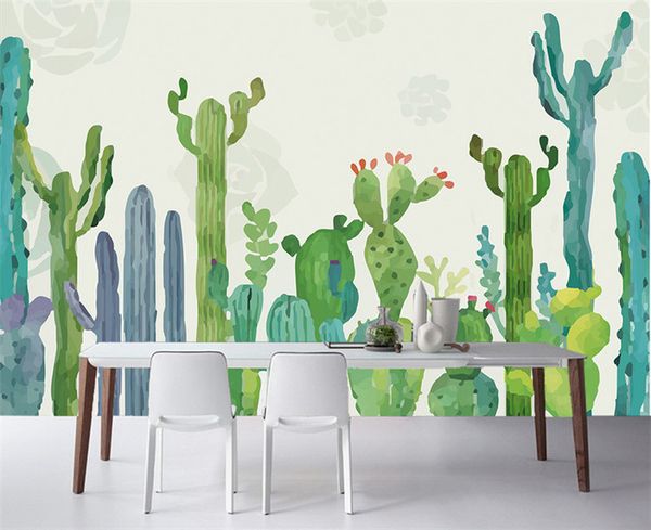 

large 3d cacti wall murals p wallpaper for living room cactus plant wall paper 3 d papel de parede do deskcustom size