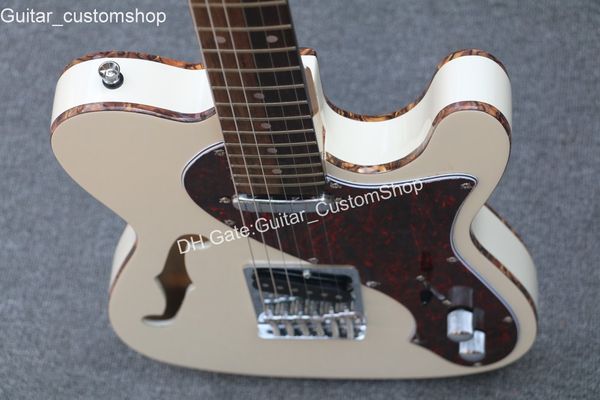 

2019 cu tom hop deluxe white teleca ter electric guitar color binding f hole guitar hipping