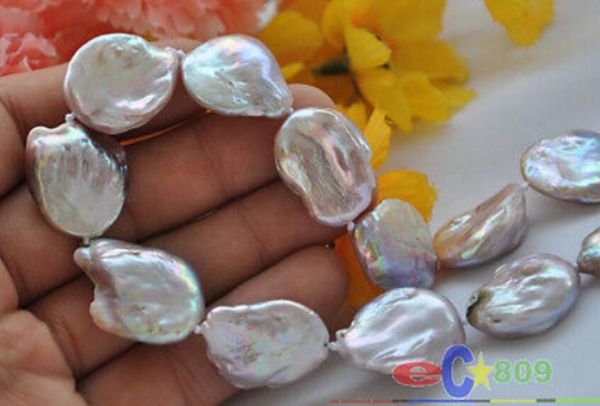 

>>>>17 inch baroque coin lavender freshwater cultured pearl necklace, Silver