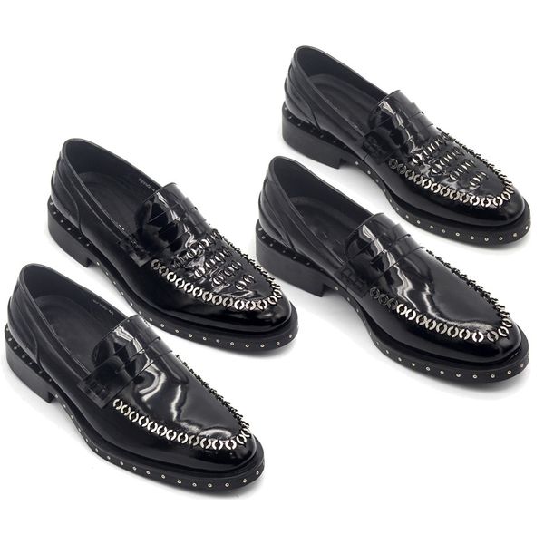 

cow leather moccasins hombre sapatos slip on single loafers men wedding dress shoes formal business oxfords flat heel, Black