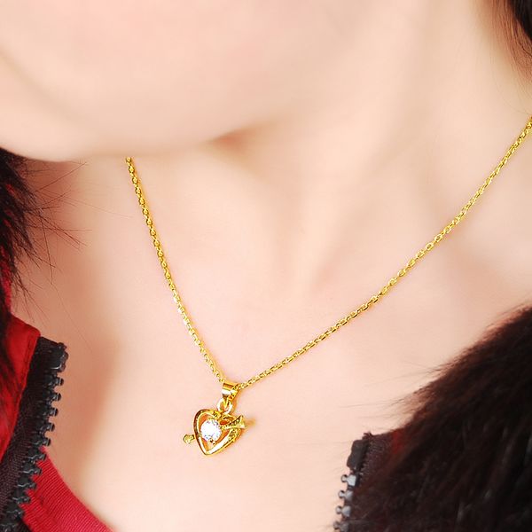

new promotion 24k gold pendant for men women romantic heart necklace colar de pingente luxury jewelry gifts, Silver