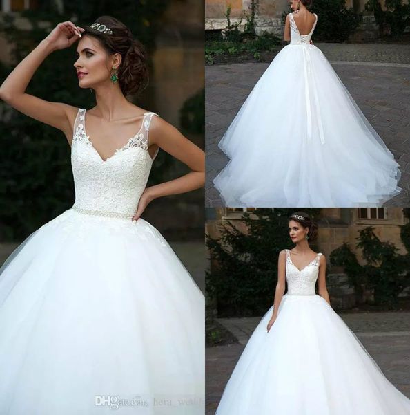 

milla nova beach wedding dresses v neck sleeveless bridal gowns saudi arabic lace plus size backless wedding dress custom made, White