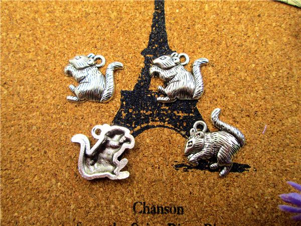 

30pcs--squirrel charms antique tibetan silver tone 3d lovely squirrels charms pendants 18x15x5mm, Bronze;silver