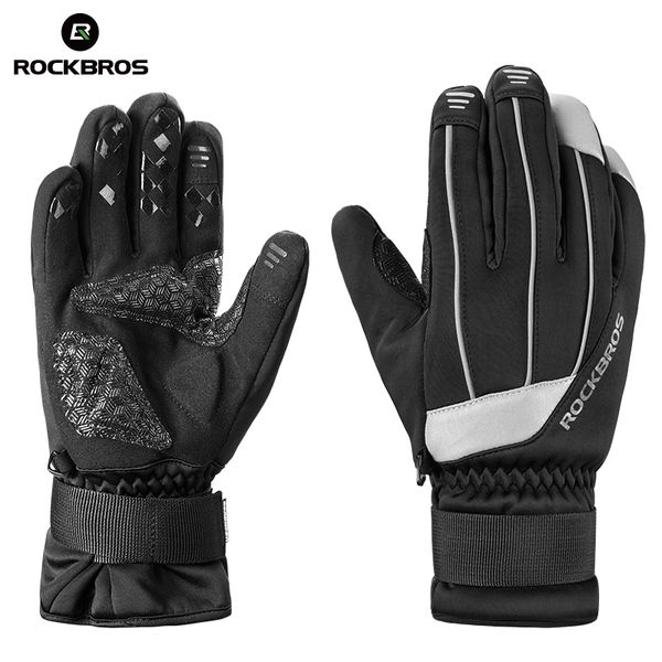 

rockbros heated snowboard ski gloves men waterproof touch screen winter gloves warm fleece motorcycle cycling thermal