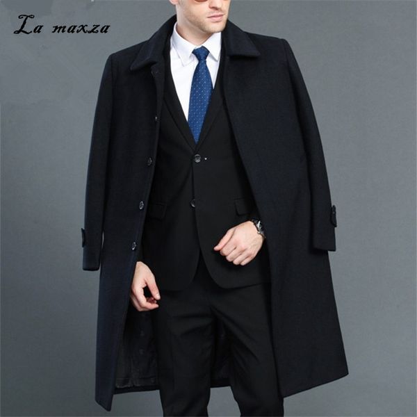 

plus size 2018 smart casual mens winter overcoats fashion dress coat mens 4xl, Black