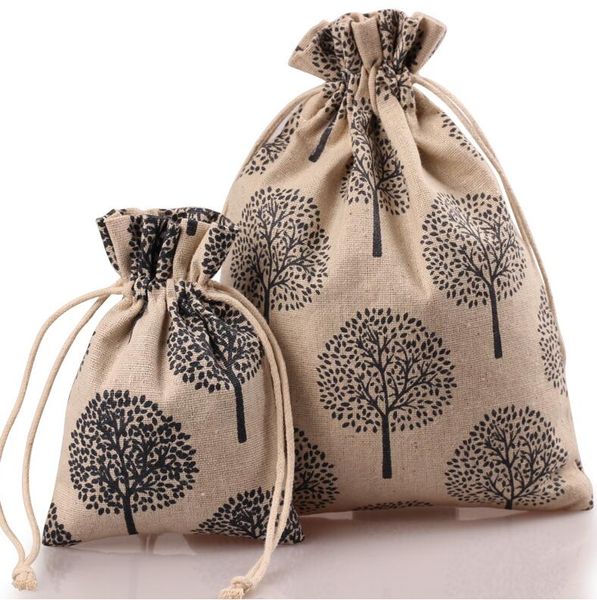 

50pcs 10*13cm 13*18cm 17*23cm printed countryside linen bag sack jewelry earrings necklace bags wedding party candy beads gift bag, Pink;blue