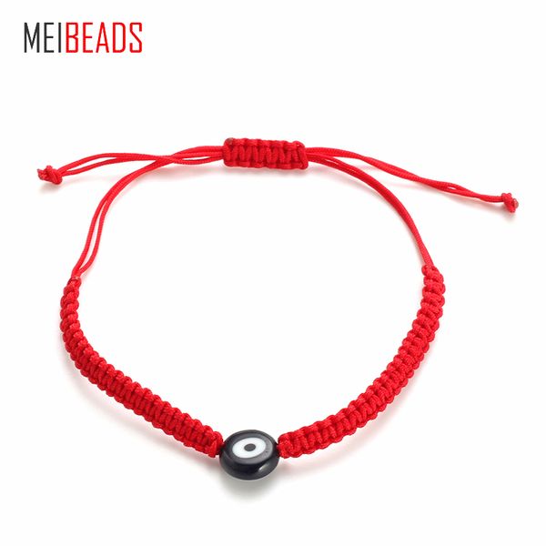 

meibeads black and red adjustable fabric rope charms bracelets string circle black resin evil eye charm handmade bracelet ey4851