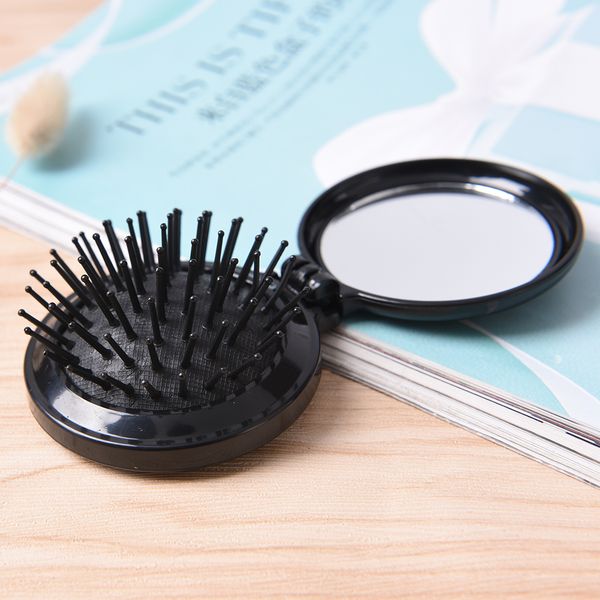 

1pc massage comb with mirror makeup tool pocket mirror home office use chocolate cookie shaped design