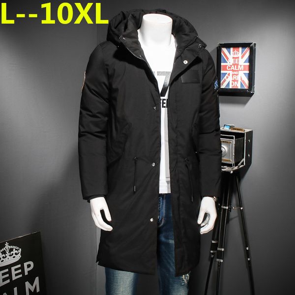

10xl 9xl 8xl 6xl brand winter jackets men big pockets x-long parkas homme windproof thick warm overcoats business outwear coat, Black