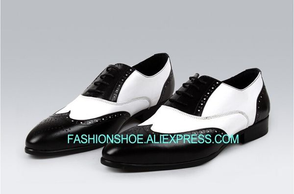 Großhandel Herren Schwarz Weiße Leder Oxford Schuhe In Zwei Farben Elegante Männer Flügelspitze Kleid Schuhe Bräutigam Hochzeit Mode Geschäft Von Großhandel Herren Schwarz Weiße Leder Oxford Schuhe In Zwei Farben Elegante Männer Flügelspitze Kleid Schuhe Bräutigam Hochzeit Mode Geschäft Von