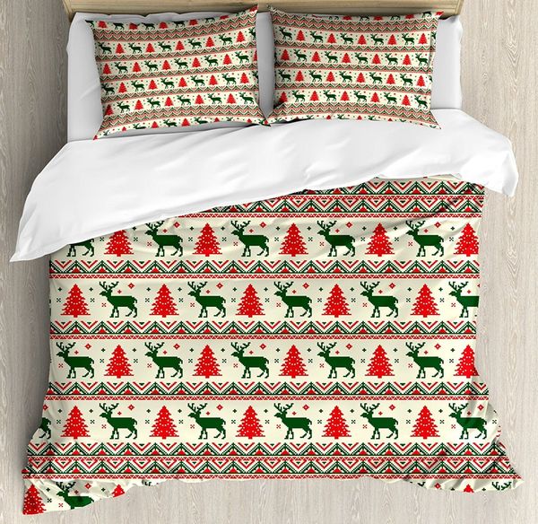 Nordic Duvet Cover Set Pixel Art Inspirations Christmas Ornamental