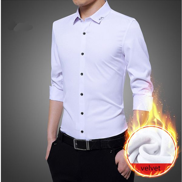 

fashion 1pcs solid color men's shirts velvet shirt thick shirt, White;black