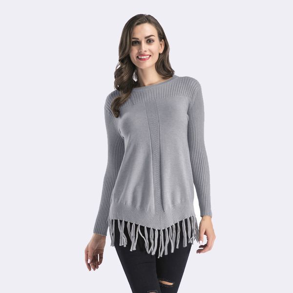 

simai2018 autumn winter pulloves tassel solid sweater women knitted long sleeve jumper thickened casual sweater o-neck knitwear, White;black