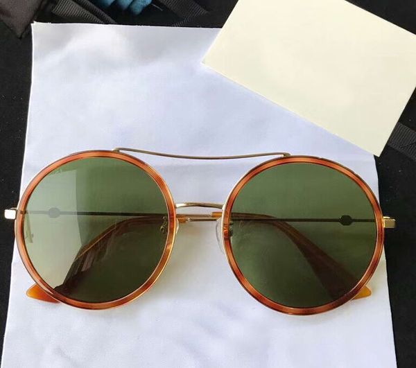 

0061s havana gold/green sunglasses round metal frame sonnenbrille 0061 occhiali da sole sunglasses glasses with box, White;black