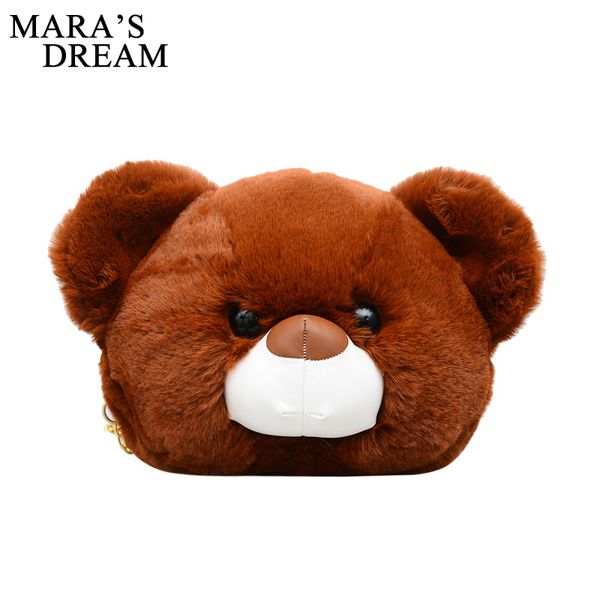 

mara's dream 2018 lovely cartoon bear female messenger handbag teddy bear head women shoulder bag for girl kid gift cute toy bag