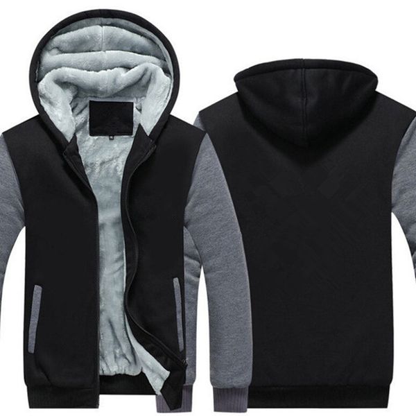 

usa szie game hoodies men's jackets winter fleece zipper thicken fleece men hooded hoodies sweatshirts outerwear, Black