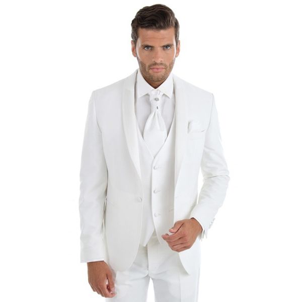 

2018 men suit white shawl lapel wedding suits for man bridegroom groomsmen simple custom made slim fit formal tuxedos 3pieces man prom, Black;gray