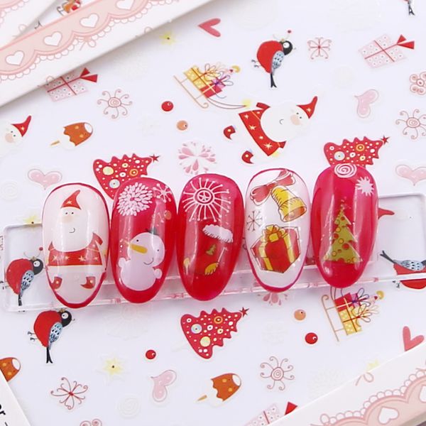 

christmas designs the nail stickers colorful christmas / xmas label for nail tips decorations of tree / snow manicure decal, Black