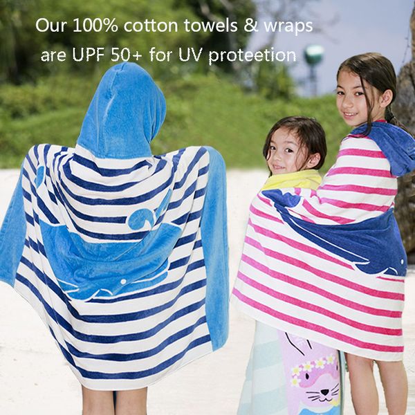 

wholesale-new cartoon children cloak bath towel 100% cotton printing hooded cloak girls boys necessary swimming beach towels