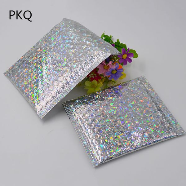 

50pcs/lot15*13cm laser silver waterproof packaging bubble mailers mailing envelope bags courier bags padded bubble envelopes bag