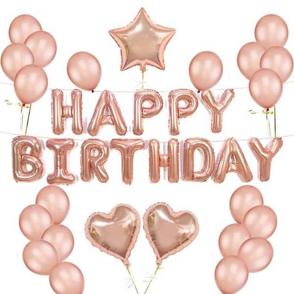 Joyeux Anniversaire Or Cœur 17 Foil Balloon