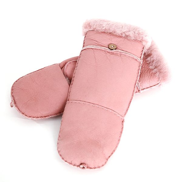 

harssidanzar womens latest designed shearling leather mittens, Blue;gray