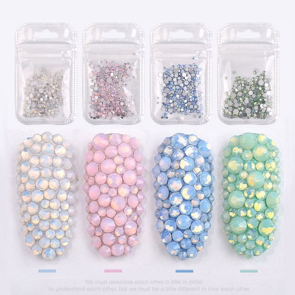 

1 pack 350pcs 1.6mm-4.7mm crystal colorful nail gems opal nail art rhinestones flatback glass stones for diy uv gel 3d deco, Silver;gold