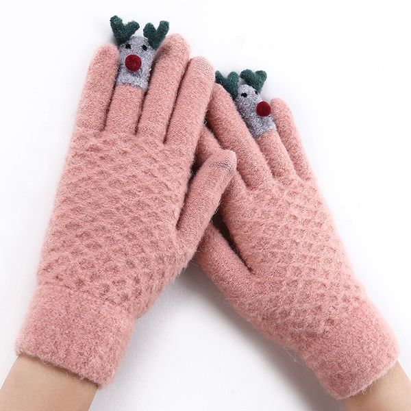 

warm gloves, wool knit, five-finger gloves, winter touch gloves, Blue;gray