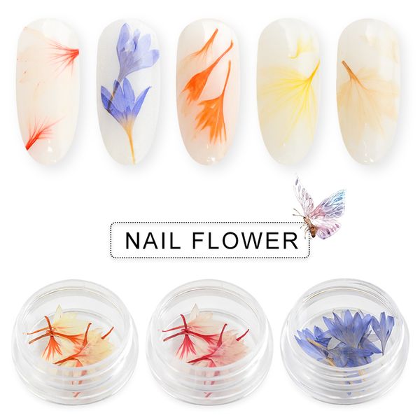 

mtssii 10pcs 3d design dry petal dried flowers decoration uv gel nail art stickers tips diy tools elegant manicure set, Silver;gold