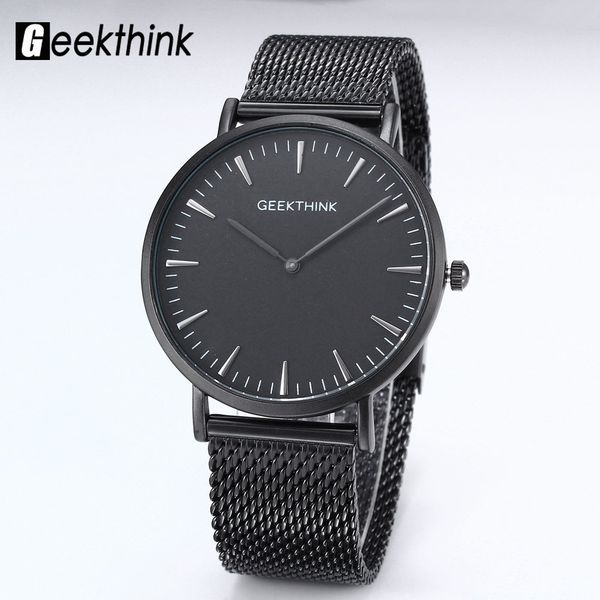 

quartz watch men black japan quartz-watch business stainless steel mesh strap ultra thin clock male, Slivery;brown