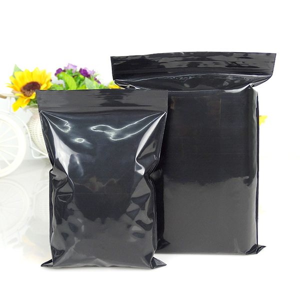 

leotrusting 100pcs black plastic ziplock bag black sunproof zip packaging bag pe plastic resealable gift bags