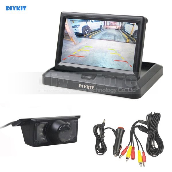 DIYKIT Com fio 5 polegadas 800 x 480 Foldabel Monitor de carro IR Night Vision Backup Câmera reversa Câmera de visão traseira do carro