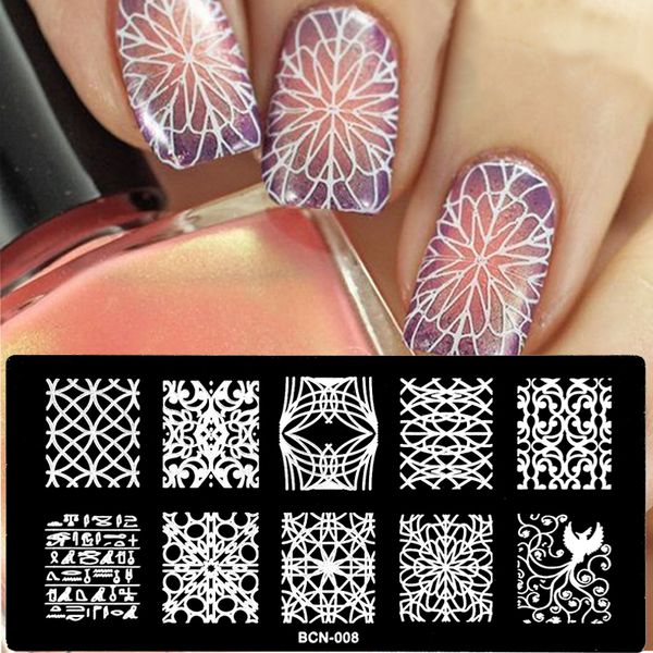 

1pcs 6*12cm grid totem style nail art stamping plates stencils stamping nail art templates polish manicure stamp tools, White