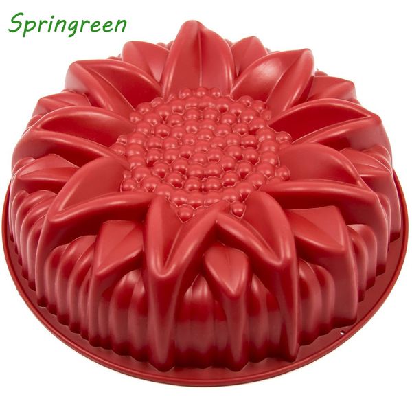 

springreen 10 inch round sunflower silicone birthday cake baking pans handmade bread loaf pizza toast tray silicone cake molds