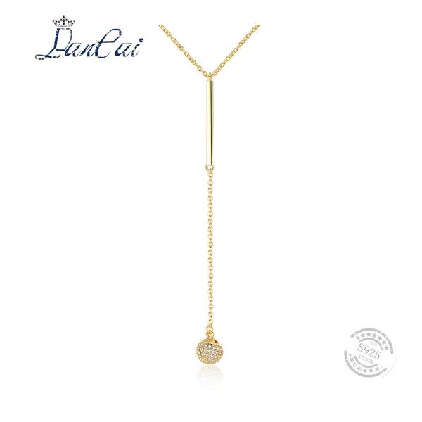 

lancai charm shinning cubic zirconia vintage 925 sterling silver tassels pendant necklace for women chain jewelry necklace gift