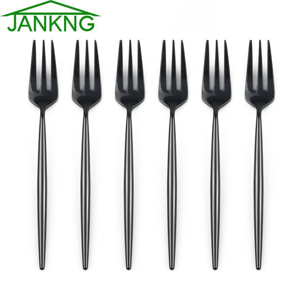 JANKNG 6 Pezzi Set Forchette Forchette Torta Set Cena Creativo Acciaio Inossidabile Placcato Oro Puro Posate Occidentali Cucina Cibo Stoviglie