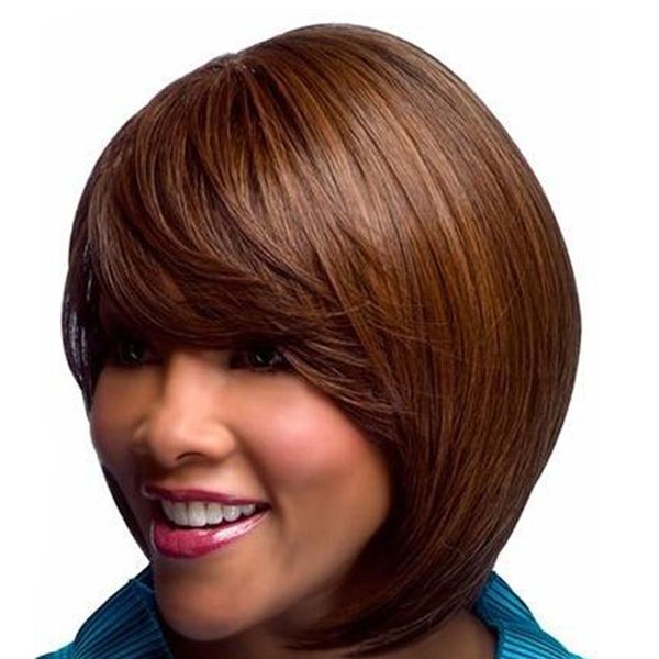 New Fashion Short Dark Brown Front Lace Human Ombre Hair Wigs Bob