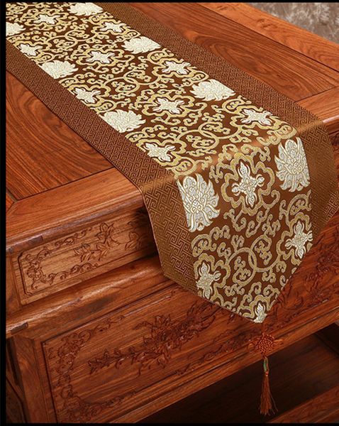 146 cm Longo extravagante mesa de café chinês corredor retalhos moda almofada de chá de seda mesa de cetim pano de tecido retangular tapetes de mesa decorativa