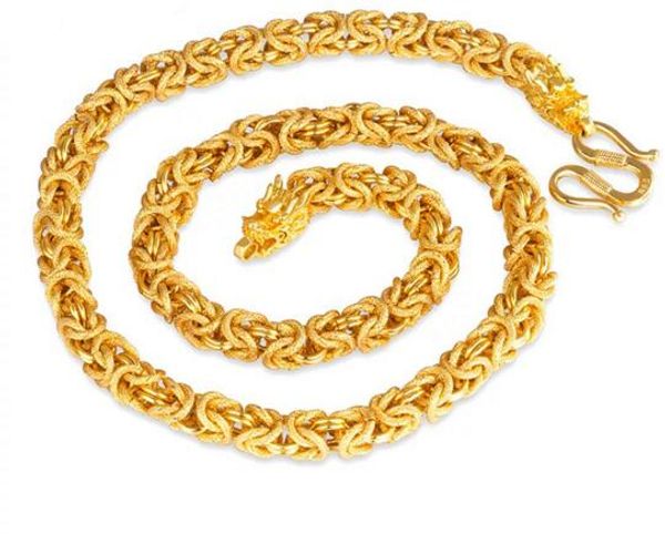 23 polegadas 18 K Gold Fill Carving dragon wave link cadeia homens afortunados cubano colar