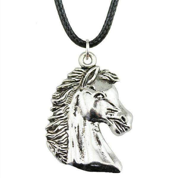 

wysiwyg 5 шт. кожа цепи ожерелья подвески колье воротник ручной работы ожерелье мужчины лошадь 43x29mm n6-b10223, Golden;silver