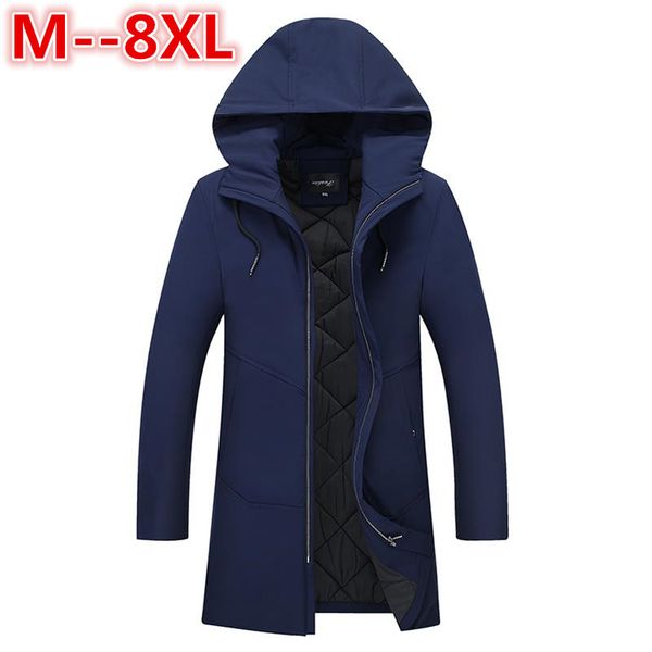 

plus size 8xl 6xl 5xl -25 degree temperature parka men cotton padded long thick warm casual winter jacket men big large size 4xl, Black