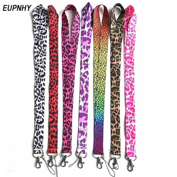 

eupnhy 8 colors leopard pattern neck strap lanyards keys id badge holders mobile phone hanging straps lanyard with keyring, Silver