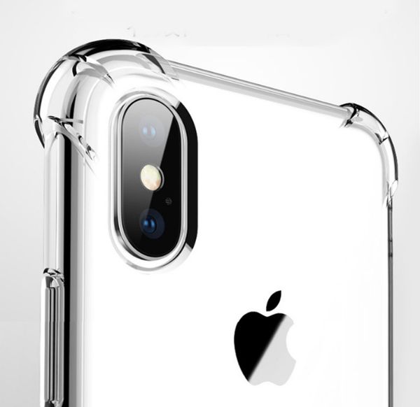 Caixa clara TPU à prova de choque para iPhone 13 12 11 Pro Max X XR 6 7 8 Plus Transparente Gel Macio Quatro Cantos Protetor Capa Para Samsung S22 S21 Ultra S10 Plus