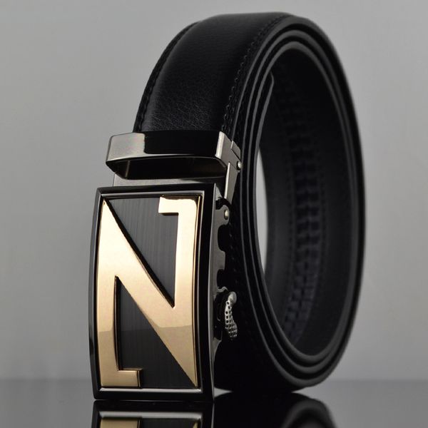 

kaweida designer belts for men 2018 trending men's leather business belt z metal automatic buckle genuine leather letter belt, Black;brown