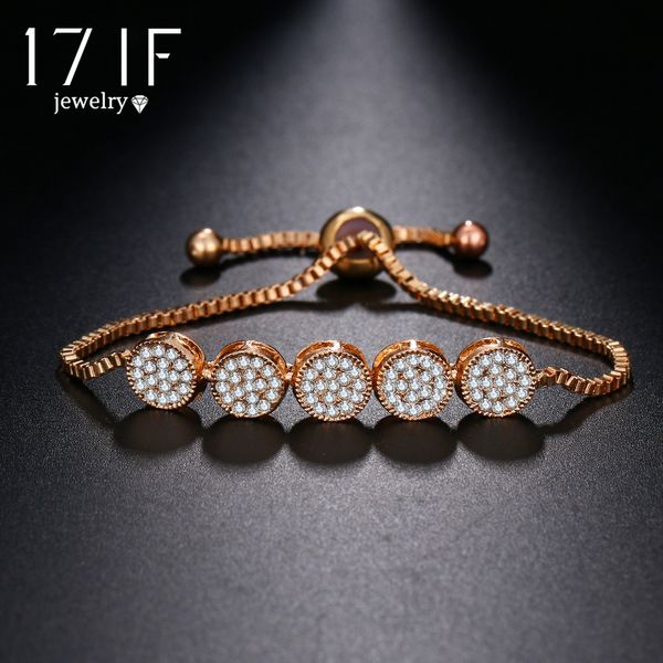 

17if fashion adjustable bracelets for women g pulseras mujer wedding crystal bracelet charm female party jewelry friend gift, Golden;silver