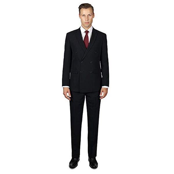

выполненные на заказ черные мужские костюмы для свадьбы двубортный жилет с заостренным отворотом смокинги жениха костюмы костюм homme 3 шт, Black;gray