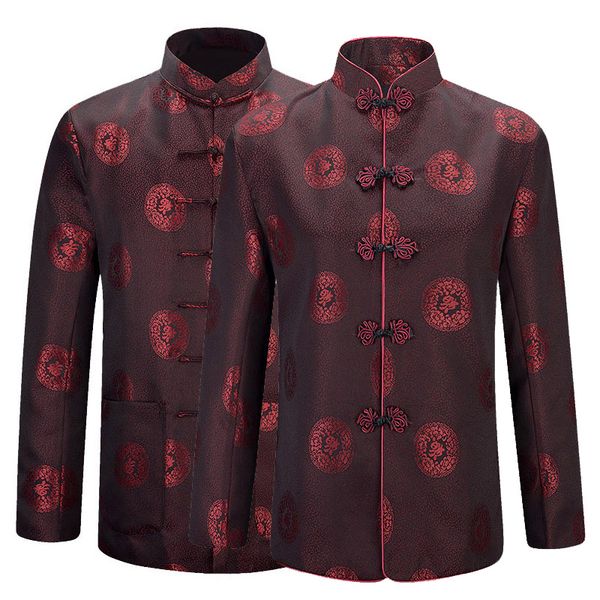 

elder clothing birthday gift men&women tang suit chinese traditional autumn thick coat jacket winter parkachinese new year gift, Black;brown