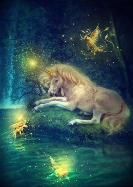 

diy diamond painting cross stitch kit rhinestone full round diamond embroidery animal golden unicorn bird home mosaic decoration yx4008
